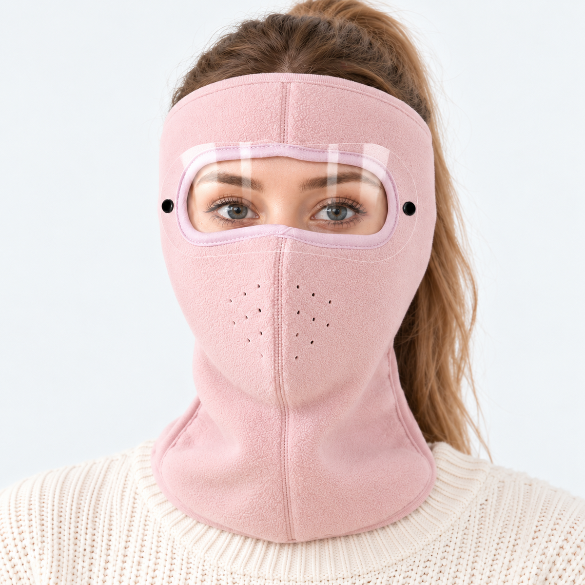 Buy 1 Get 1 Free !Winter Fleece Face Mask with Clear Detachable Visor – Windproof Balaclava for Cycling & Motorcycle Riding