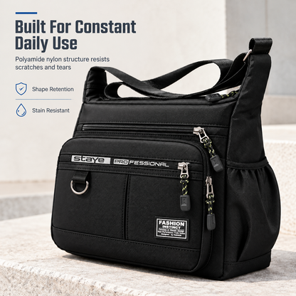 Men's Large Capacity Crossbody Bag Durable Multi Pocket Business Casual Shoulder Bag
