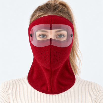 Buy 1 Get 1 Free ！Winter Fleece Face Mask with Clear Detachable Visor – Windproof Balaclava for Cycling & Motorcycle Riding