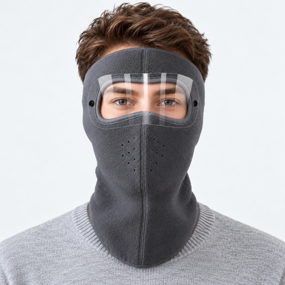 Buy 1 Get 1 Free ！Winter Fleece Face Mask with Clear Detachable Visor – Windproof Balaclava for Cycling & Motorcycle Riding