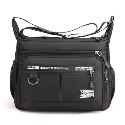 Men's Large Capacity Crossbody Bag Durable Multi Pocket Business Casual Shoulder Bag