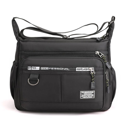 Men's Large Capacity Crossbody Bag Durable Multi Pocket Business Casual Shoulder Bag