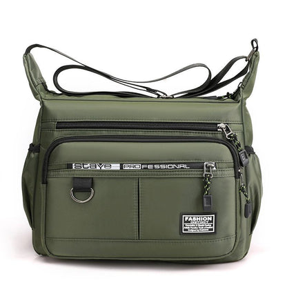 Men's Large Capacity Crossbody Bag Durable Multi Pocket Business Casual Shoulder Bag